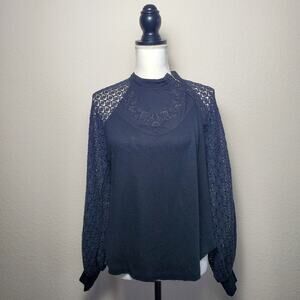 Free People Sweetest Thing Black Blouse Small